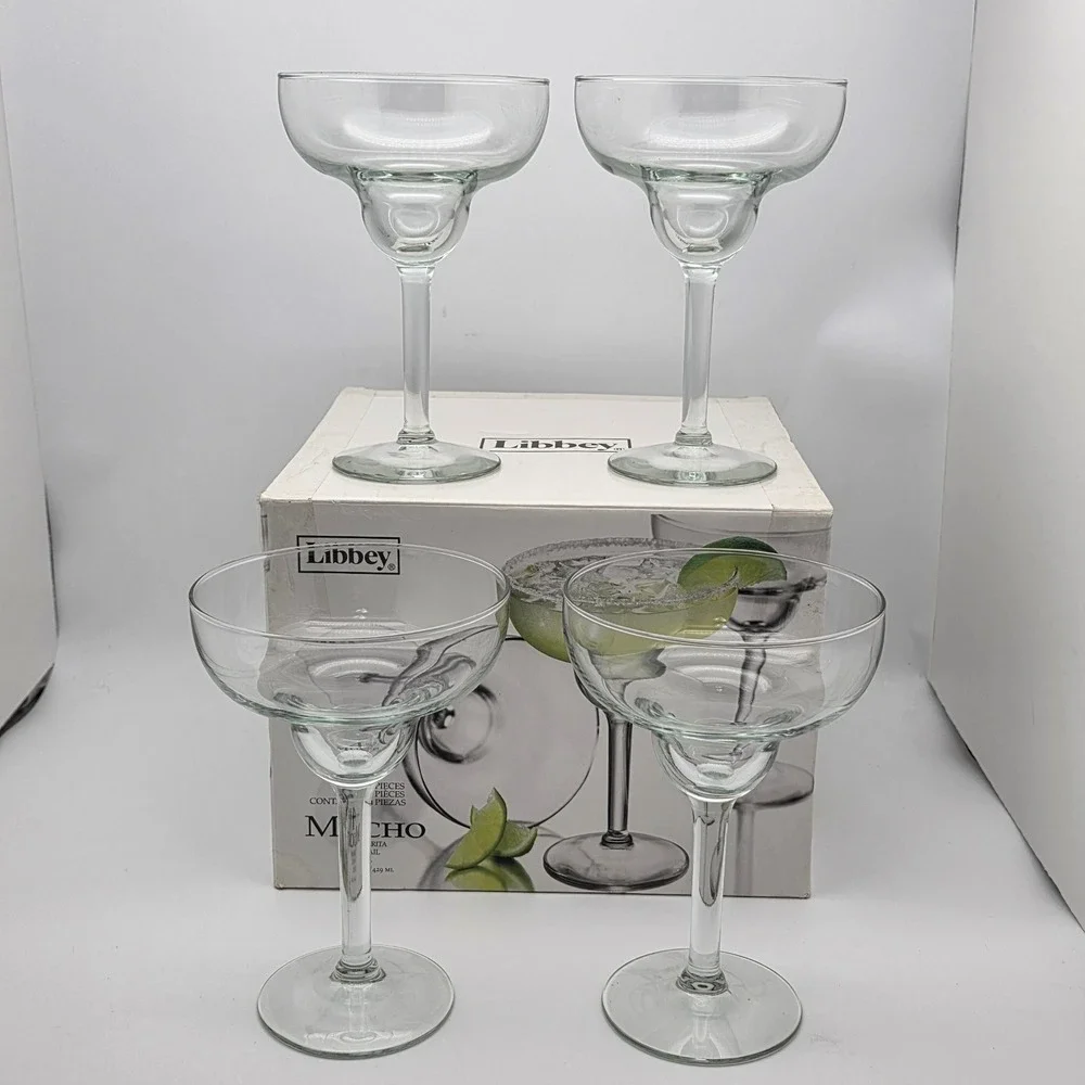 Libbey Mucho Margarita Glass Set 4pc 14.5oz Clear Glass Stemmed Barware Cocktail